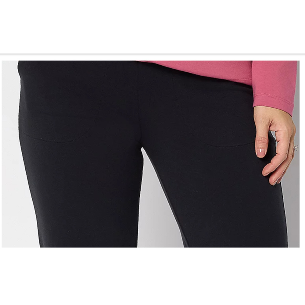 Denim & Co. Petite Duo Stretch Straight Leg Pants Black Petite 2X A702028 - Picture 2 of 2